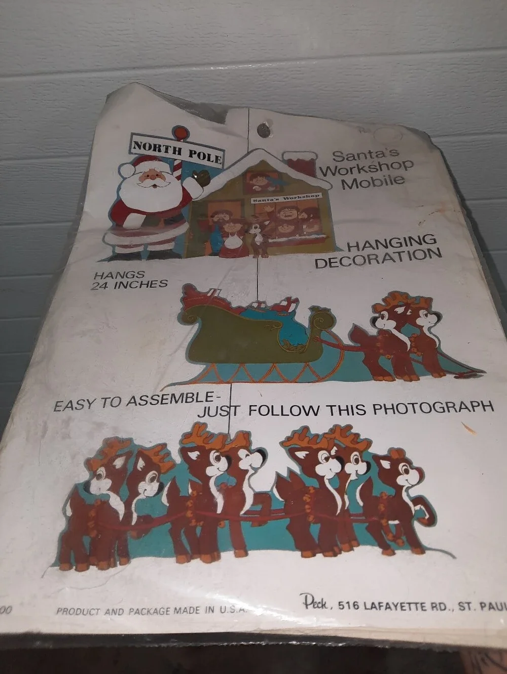 Vintage Peck Santa's Workshop Mobile Hanging Decoration